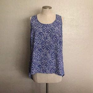 Blue floral print tank/blouse